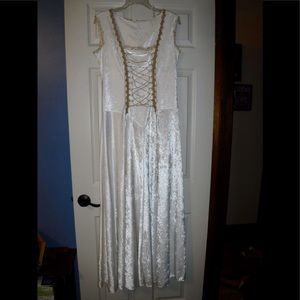 White Renaissance gown.